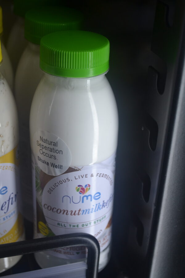 300ml bottle of Nume Coconut Kefir, made with coconut cream and fermented with live kefir grains, ensuring a rich and creamy plant-based beverage.